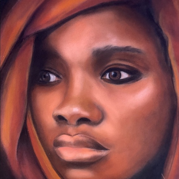 Painting Rare Nubian Beauty Oil Pastels - Picture 3 of 5